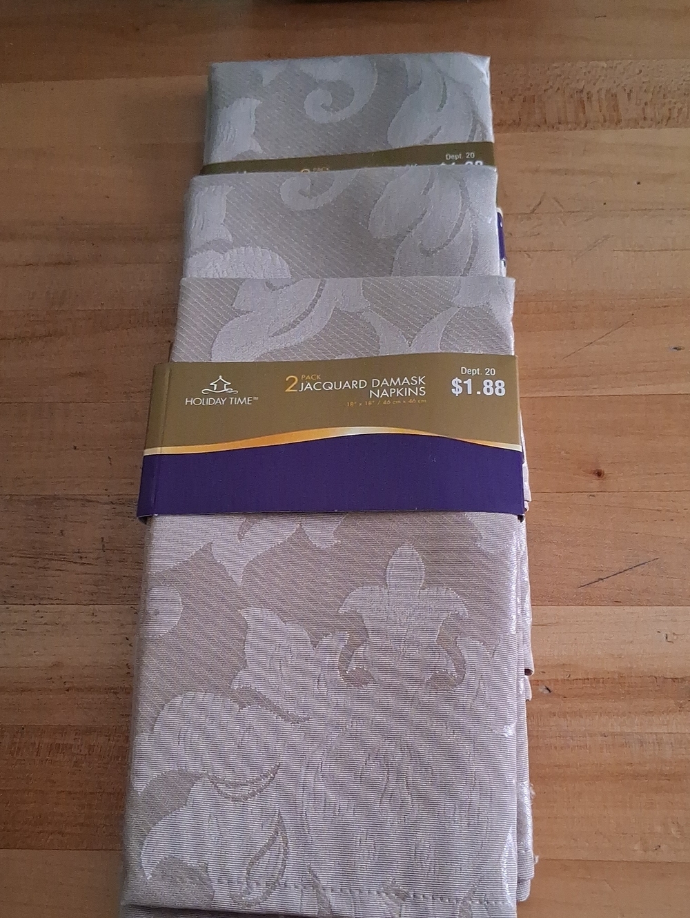Holiday Time Tan Jacquard Damask Napkins - Tan Tone. Set Of 6